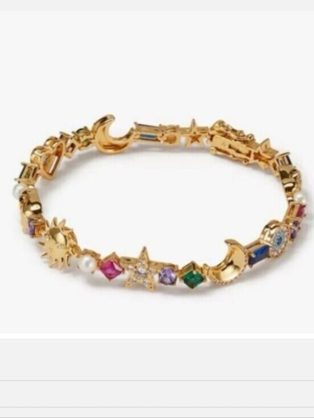 Kate Spade Gold Multicolor Celestial Charm Tennis Bracelet New - Picture 8 of 10